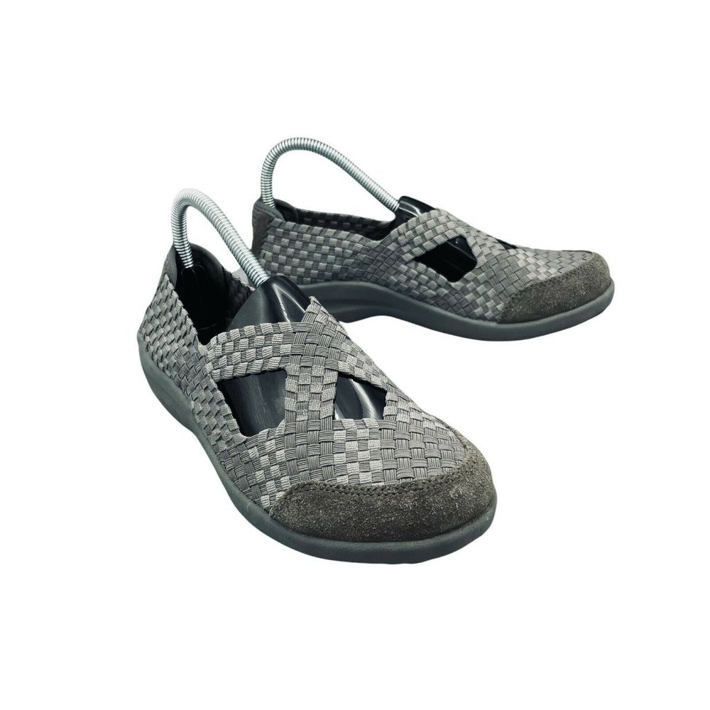 Skechers Weave Criss Cross Comfort Shoes Gray Size 6.5 Women Closed Toe Slip On - Picture 3 of 8